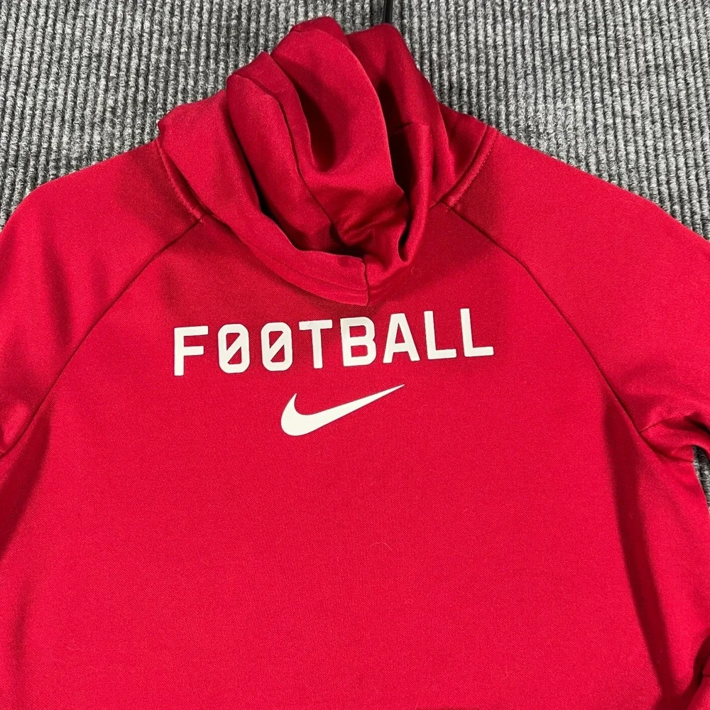 Nike Hoodie Sweatshirt Boys Medium Red Long Sleeve Football Dri Fit School